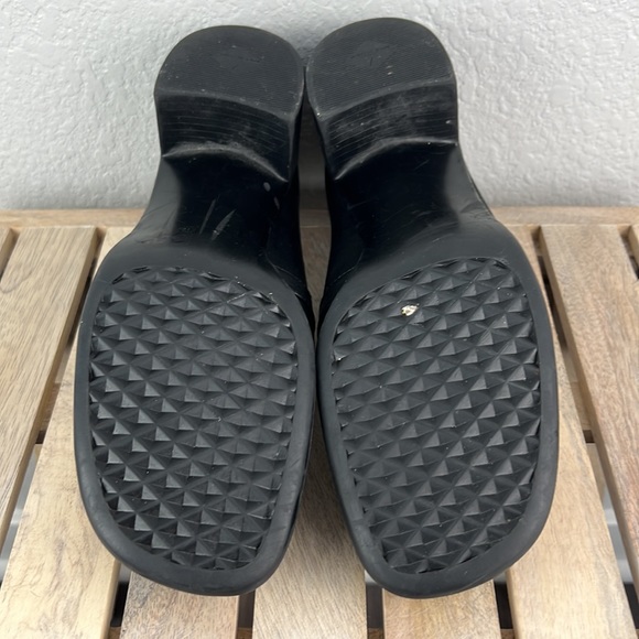 A2 By Aerosoles Leather Buckle Detail Slip On Loafer Black Size 7 Heel Height 2" - Picture 10 of 10